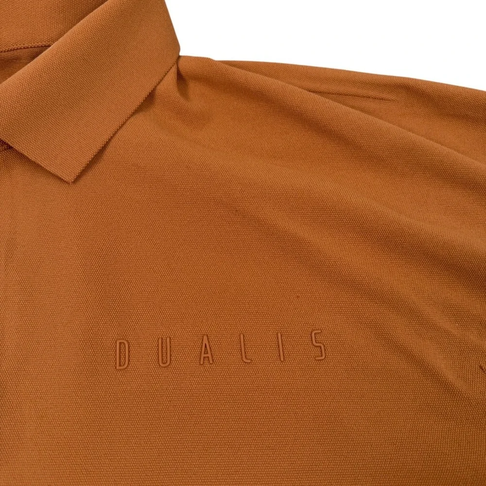 Descente Dualis Polo Shirt Men L Orange Short Sleeve Performance Athletic Top